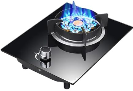 THEGA Fornello A Gas Tavolo E Incasso, Fornello a Gas con accensione con manopola in Vetro temperato da 5,2 kW, Dimensioni della Fiamma Regolabili, fornelli a Gas, Facile da Pulire(LPG)
