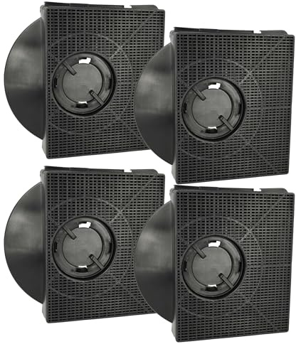 vhbw 4X Aktivkohlefilter kompatibel mit AEG ADU6251A, DF4160-M, 740D-M, 942122733, 740D-W, DF4160ML Dunstabzugshaube - 21,3 x 20,7 x 4,1 cm