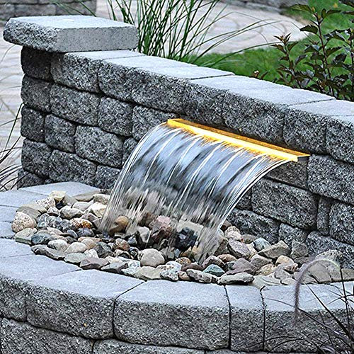 Cortina de agua con cascada – Decoración de pared de acero inoxidable para interiores, para piscinas, moderna función de agua que fluye
