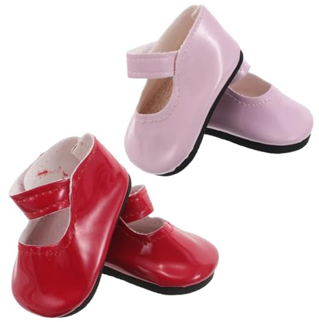 TOBBOMEY 2 Pares Zapatos de Muñeca de Cuero Sintético Mini Simulados para Muñecas de Accesorios de Vestuario Cambio Fácil y Cómodo para Jugar