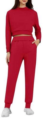SCBFDI Pantalone Donna Comodo Tuta Donna Completa Estiva da Pantaloni Trekking Completi Apicoltore Tailleur Curvy Tute Passeggio Femminili Set Allenatore Fuoriclasse Rosso 3XL