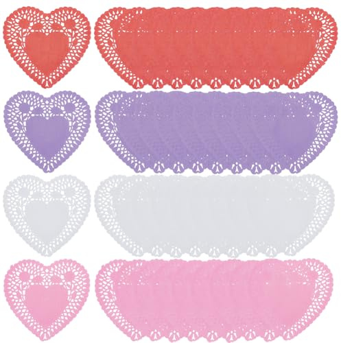 SOFPLATE 400 pz 4 colori 4 pollici Centrini A Forma di Cuore Piccoli Centrini di Pizzo di Carta per San valentinos Vassoi di Carta Eleganti Tavoli Mobili Decorazioni Ritagli A Forma di Cuore per Bombo