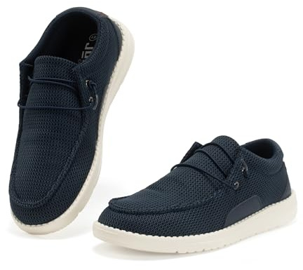 JOMIX Mocasines de Hombre Verano Planos sin Cordones Zapatos Náuticos Transpirables Cómodos y Livianos para Caminar y Ocasiones Formales