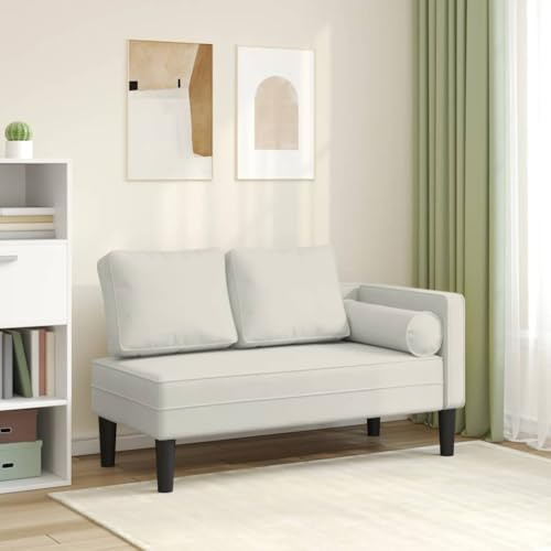 Boltkex Chaiselong med kudde grädde sammet, 116,5 x 62 x 57,5 cm, ergonomisk stoppningsstol med ländryggskudde, avslappningsstol för vardagsrum, sovrum, läshörn och kontor
