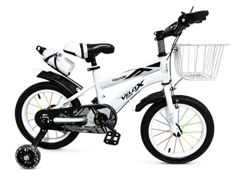 selling united Kids Bike with Removable Light-Up Training Wheels, 12/14/16/18 Inch Children’s Bicycle, Adjustable Sport Bike 2-12 Years Old, Front Basket, Bottle, Bell & Tool Kit (White, 16 inch)
