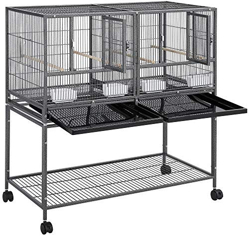 Yaheetech Großer Vogelkäfig Vögel Doppelkäfig Trennwand Trenngitter Zuchtkäfig geteilter Brutkäfig