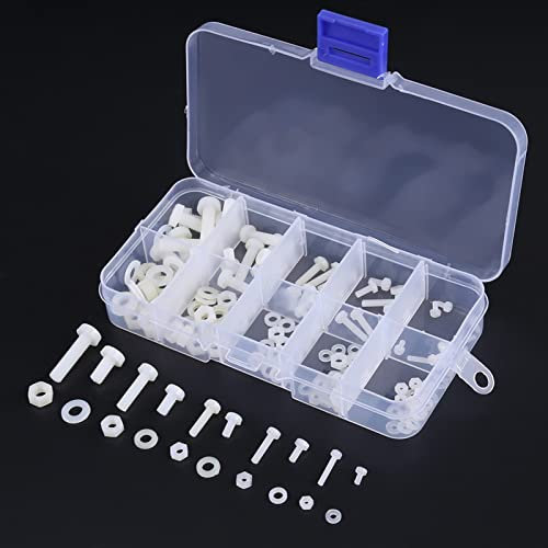 150pcs Coffrets Boulons et Ecrous d'Assortiment Vis Jeu de Rondelles d'écrous à Visser M2 M2.5 M3 M4 M5 Vis en Nylon Boulons Écrous Hexagonaux kit de Fixation