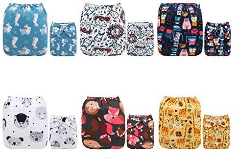 ALVABABY-Windeln, wiederverwendbar, waschbar, 6 Stück + 12 Einlagen 6DM19-DE