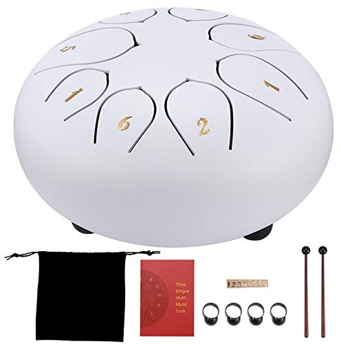 YUNYODA Tamburo in Acciaio Con Linguetta, Tamburo a Percussione a Mano da 6 Pollici, set di 8 strumenti a batteria eterea,Trasporto Strumenti a Percussione Per Pratica Yoga, Meditazione