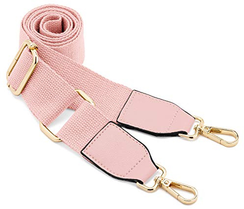Frauen Breite Umhängetaschen Strap,Verstellbarer Ersatz Gürtel Tasche Strap mit Leder Gold Haken Leinwand Handtasche Riemen Messenger Bag Changeable Long Strap for Crossbody Handtasche (rosa)
