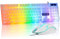 CHONCHOW LED Keyboard and Mouse, 104 Keys Rainbow Backlit Keyboard and 7 Color RGB Mouse, White Gaming Keyboard and Mouse Combo for PC Laptop Xbox PS4 Gamers and Work