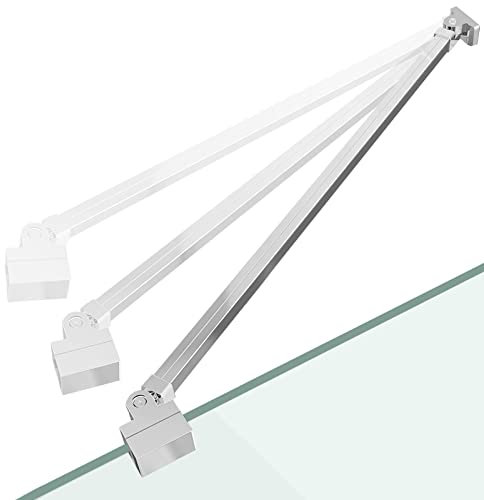 EMKE Soporte de pared de ducha estabilizador de 180 ° ajustable a izquierda y derecha para pared lateral de ducha, soporte de pared fijo, barra estabilizadora de 500 mm, rectangular, para cristal de