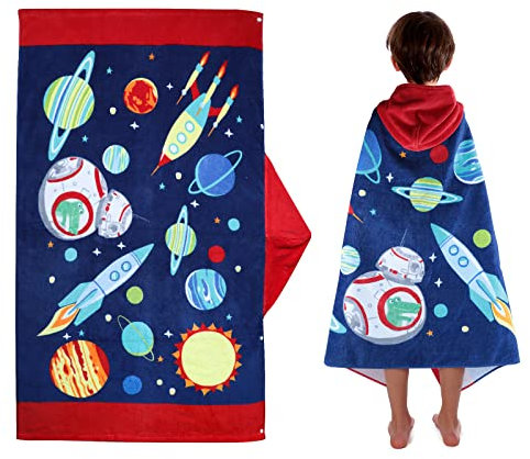 FLYISH DIRECT Badeponcho Kinder 100% Baumwolle Kinderhandtuch Poncho Kinder Badetuch Handtuch mit Kapuze Strandtücher für Jungen und Mädchen, 127 x 76cm