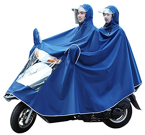 Poncho Pluie Imperméable Vélo Moto pour Double Personnes Poncho de Pluie Vélo Homme Femme Pliable Cape de Pluie Long à Haute Visibilité Veste de Pluie avec Capuche Coupe-Vent 7XL