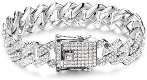 Roheafer Kubans länk, iced out-kedja, 13 mm, Miami Cuban Chain, i guld/silver, halsband, diamantkedja, hiphop-smycken, gåva till pojkar, Kubisk zirkonia