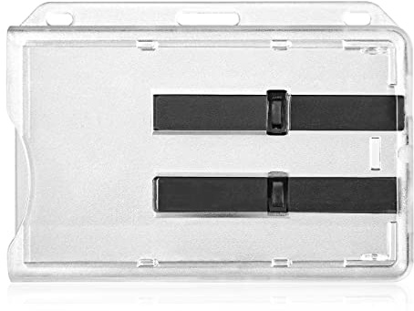 Vicloon Funda para Tarjeta Identificativa, Protector para Identificación, Badge Holder Horizontal, Helado y Transparente, con Control Deslizante, para Personal, Estudiantes, Exposiciones - Negro