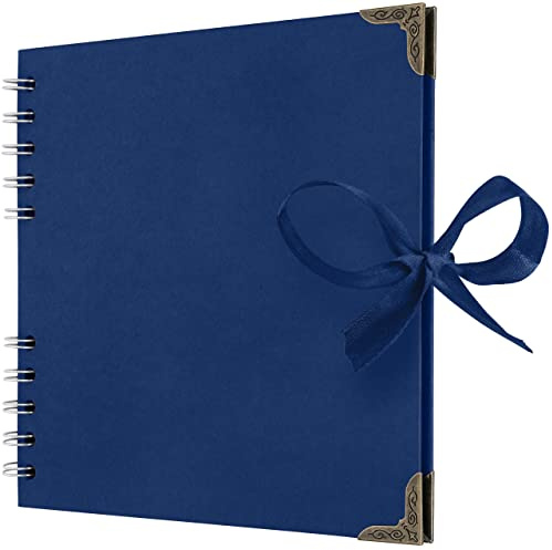Bstorify Square Scrapbook Photo Albums 36 Pages (18 x 18 Cm) Blue | Thick Paper, Ribbon Closure - Ideal for Your Scrapbooking Albums, Art & Craft Projects (Blue, 18 x 18 Cm)