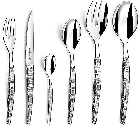 Lou Laguiole Jet Textil Set posate 50 pezzi coltelli da bistecca