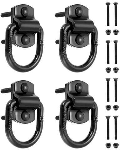 QWORK® Set di 4 Occhielli di Ancoraggio per carichi Pesanti Punto di Sollevamento capacità di carico 5400 kg con Piastra di Montaggio e Viti per rimorchi, Camion, Barche