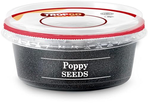 Tropgo Poppy Seeds 200g - Non-GMO, in Resealable and Recyclable Tub - Poppy Seeds for Eating - Enhance Baking and Cooking