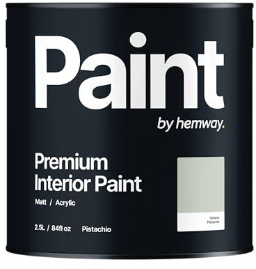 Hemway - Premium Interior Paint - Pistachio Green 2.5 L | Indoor Matt Finish, Acrylic & Water-Based Emulsion | Quick Dry & High Coverage for the Kitchen, Bathroom & Bedroom
