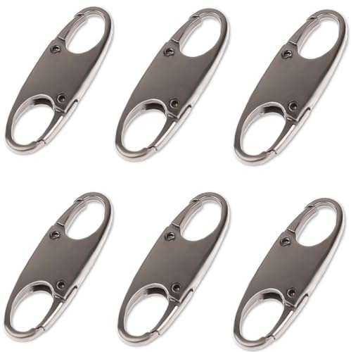 6PCS Zipper Lock Clips,CSLGDMAI Zipper Clips Anti Theft Can Make Backpack Lock,Outdoor Travel Clip,Double Opening Snap S Hooks Zippers Pull for Traveling Camping (Gunmetal)