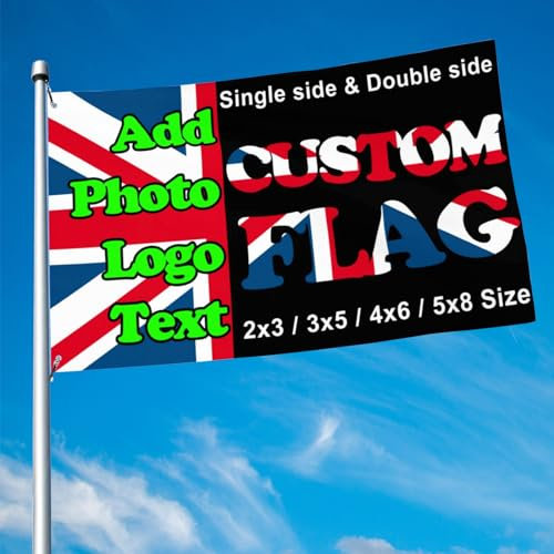 Custom Photo, Logo, Text Banner - Personalized With Eyelets, Single/Double Sided Printing - 3ft x 2ft/5ft x 3ft/6ft x 4ft/8ft x 5ft Flag for Garden, Camping