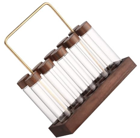 Cabilock Tubos De Vidrio Para Almacenar Granos De Café Con Soporte De Madera 10 Orificios Diseño Hermético Ideal Para Exhibición