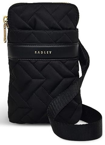 Radley London Holland Park Quilt Womens Black Zip Around Phone Cross Body Bag