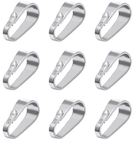 VARKAGE 9 Stück Collierschlaufen 925 Sterling Silber 9mm Verbinder für Kettenanhänger Anhänger Charms Anhängerschlaufen Ösen Schmuck Verschluss DIY