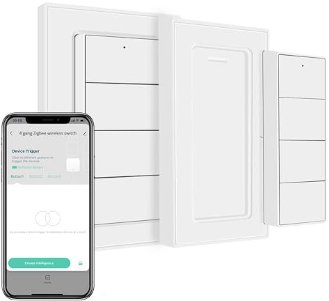 Botón inteligente Zigbee inalámbrico, interruptor de botón de control remoto de 4 vías para dispositivos domésticos inteligentes, controlador de escena, compatible con Tuya, Home Assistant, Homey