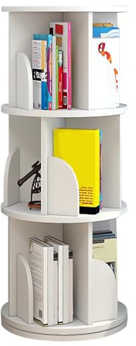 Libreria girevole per bambini a 3 livelli, scaffale autoportante rotondo per libri e giocattoli, cameretta dei bambini (bianco-40 x 40 x 97 cm)