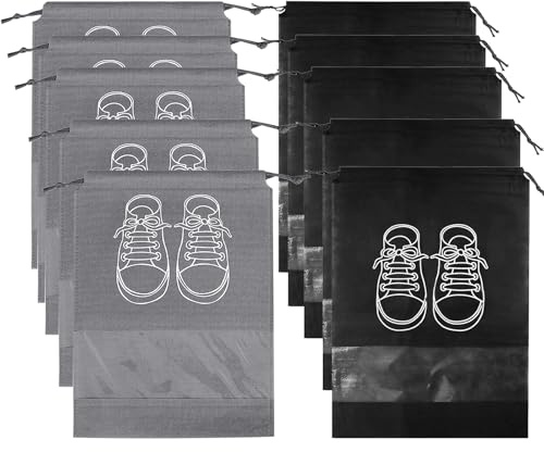 pilyero 10 Pièce Sac Chaussures Voyage, Sac Tissu Cordon, Pochette Rangement Valise, Outil Utilitaire avec Cordon de Serrage pour Pantoufles, Chaussures en Cuir, Chaussures en Toile