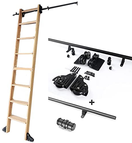Kit di ferramenta scorrevole per librerie – Sistema mobile nero rotondo tubo di prolunga da 1 m a 6 m (dimensioni: 6 m) – scala non inclusa