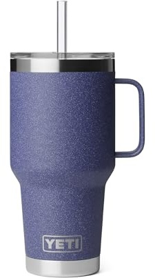 YETI Rambler 35 oz Tumbler with Handle and Straw Lid, Travel Mug Water Tumbler, Vacuum Insulated Cup with Handle, Stainless Steel, Moon Dust - Textured