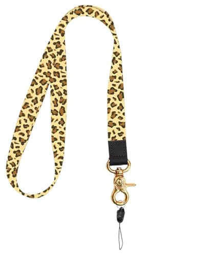 ISSANG Print Neck Lanyard, Soft Polyester Lanyard Neck Strap with Detachable Clip & Swivel Metal Hook, Cute Neck Lanyards for ID Badge Holder, Keys, Phone, Work, School, Travel (Leopard print)