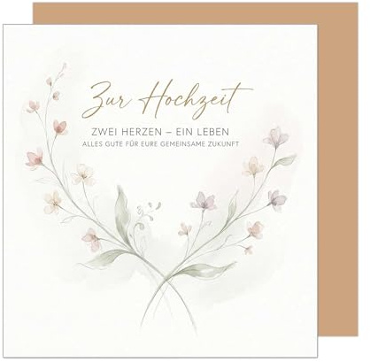 Edition Seidel Premium fyrkantigt gratulationskort för bröllop med kuvert. Bröllopskort gratulationskort gratulationskort vikbart kort säger gifta ja-ord man och kvinna kärlek blommor ädel (HQ165