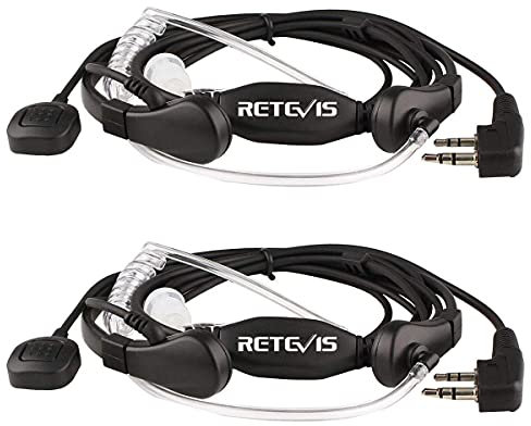 Retevis Funkgerät Kehlkopfmikrofon Headset 2-pin Kopfhörer Ohrhörer Kompatibel mit Walkie Talkie RT24 RT27 RT21 RT668 RT617 Baofeng BF-88E UV-5R BF-888S Kenwood (2 STK.)