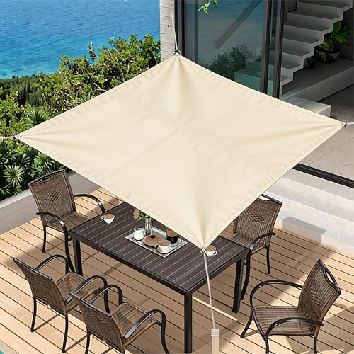 Purovi Tenda da Sole per Esterno - Telo Ombreggiante Quadrato Impermeabile, 3 x 3 m - Vela Parasole con Occhielli per Giardino, Piscina e Balcone
