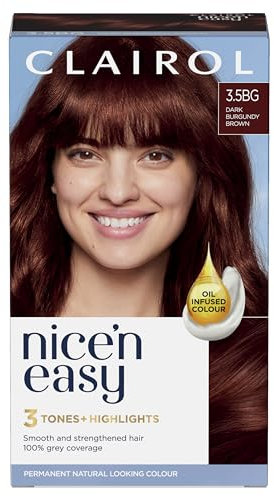Clairol Nice'n Easy Crème, Natural Looking Oil Infused Permanent Hair Dye, 3.5BG Dark Burgundy Brown, 1 Count (Pack of 1)