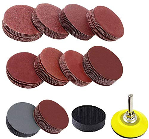 Dandelionsky 120PCS 2 Inch Sander Discs Pads 60-3000 Grit Sandpaper with Abrasive Polish Pad Plate and Sponge Pad for Drill Grinder Rotary Tools