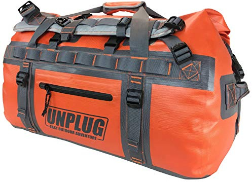 Unplug Ultimate Adventure-väska | 1680D kraftig vattentät duffelväska | vattentät duffelväska för camping, motorcykeltorrväska, jaktväska | äventyrssportväska | 155 L äventyr orange, Äventyr Orange,