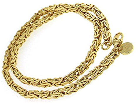 Byzantiner Königskette 18kt Doublé 4mm Länge 80cm, Halskette Herren-Kette Goldkette Damen Geschenk Schmuck ab Fabrik Italien tendenze