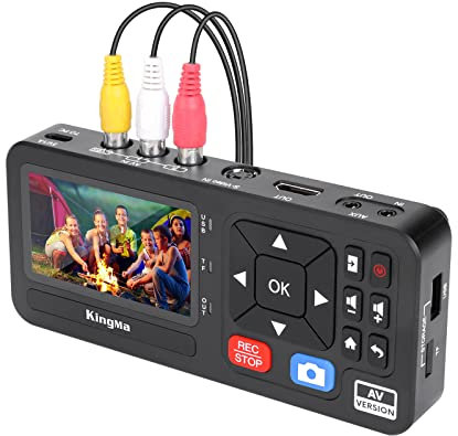 King Ma 3inch Video Grabber, 1080P 30FPS VHS Videorecorder Digitalisieren Capture von RCA, VCR, DVD, VHS Tapes, Hi8, Camcorders, Gaming-TF/SD/USB Storsage (AV)
