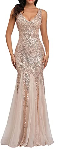 Daikascbny Abito Sera Damigella d'Onore Curvy Festa Ballo Abiti Vintage Sposa Eleganti da Sera Cerimonia Abito da Donna Vestito da Sera Classico Lunghi Abiti Donna Cocktail