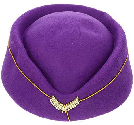 ABOOFAN 3st Stewardess Baskenmütze Pillbox-hut Stewardess-kostümhut Stewardess Kostüm Für Damen Wollmütze Airline-pilotenmütze Flughut Aus Filz Lila Hut Wolle Fräulein Violett Marine Schal