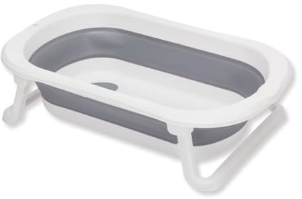 Fillikid Babybadewanne Exklusiv - faltbare Kinder Badewanne zusammenklappbar & platzsparend - mit Anti-Rutschmatte, ausklappbaren Standbeinen & Ablaufstöpsel - Duschwanne für Neugeborene & Kleinkinder