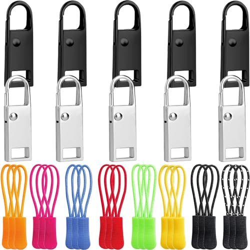 Reißverschluss Zipper Ersatz 34 Stück Universal Metall Reißverschluss Zipper Pulls Zip Extension Tag für Kleidung Rucksäcke Reisetasche Handtasche Geldbörse Zelte