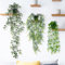 N&T NIETING 3 plantas artificiales colgantes, plantas artificiales de eucalipto con macetas, plantas artificiales, plantas de plástico sin mantenimiento, plantas falsas para jardín, oficina, jardín