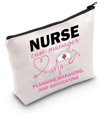 JNIAP Heart Stethoscope Gift Nurse Case Manager Planning Cosmetic Bag Coworker Friends Gift (Nurse Case Manager Plan Bag)